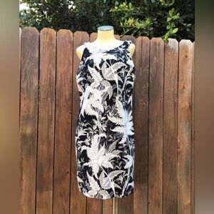 Talbots Black and White Leaf Print Midi Dress Item #230